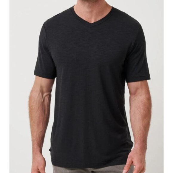 Travis Mathew Black Cloud Tee Pima Cotton Black V Neck T Shirt Large Classic EUC - Picture 1 of 12